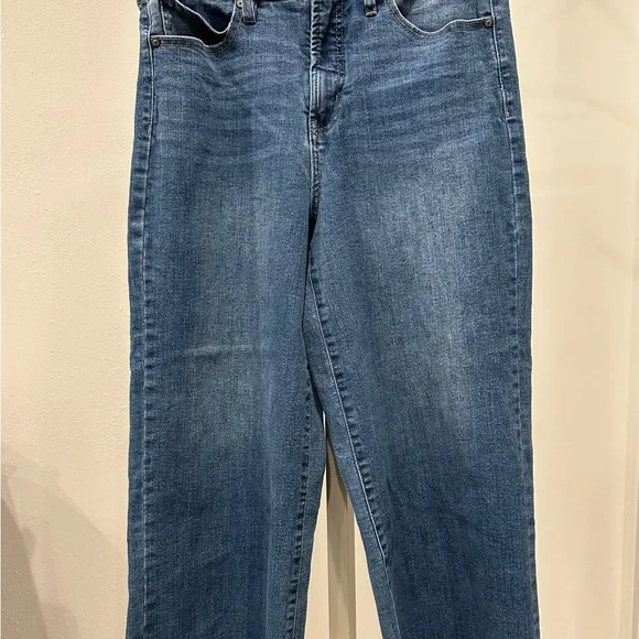 Oat New York High Rise Wide Leg Jeans Raw Hem Blue Sz 30 EU - Picture 3 of 10